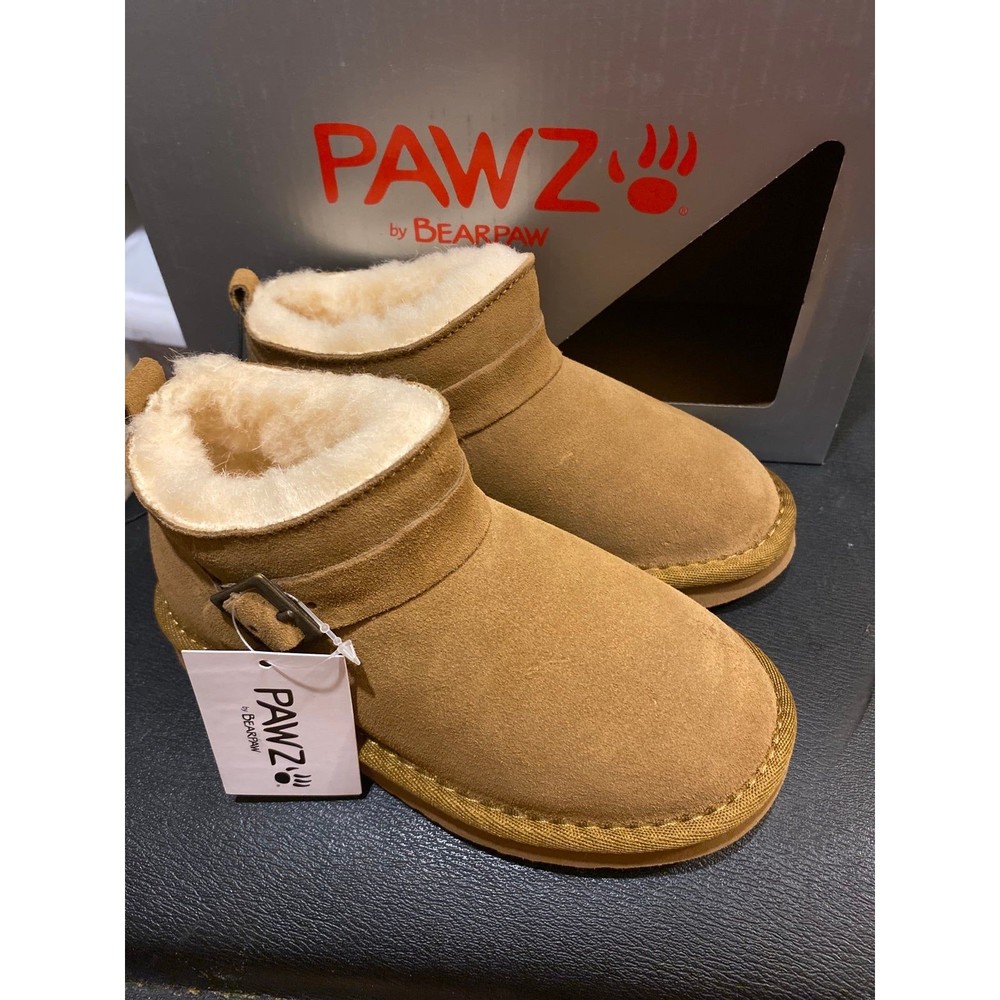New Girls Pawz by BearPaw Pretty Short Hickory Brown Boots Size 11 New